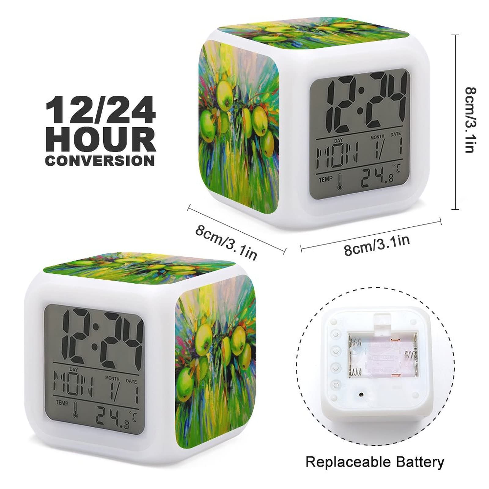 Amazon.co.jp: 目覚まし時計 青リンゴ 可愛い デジタル卓上時計 LED